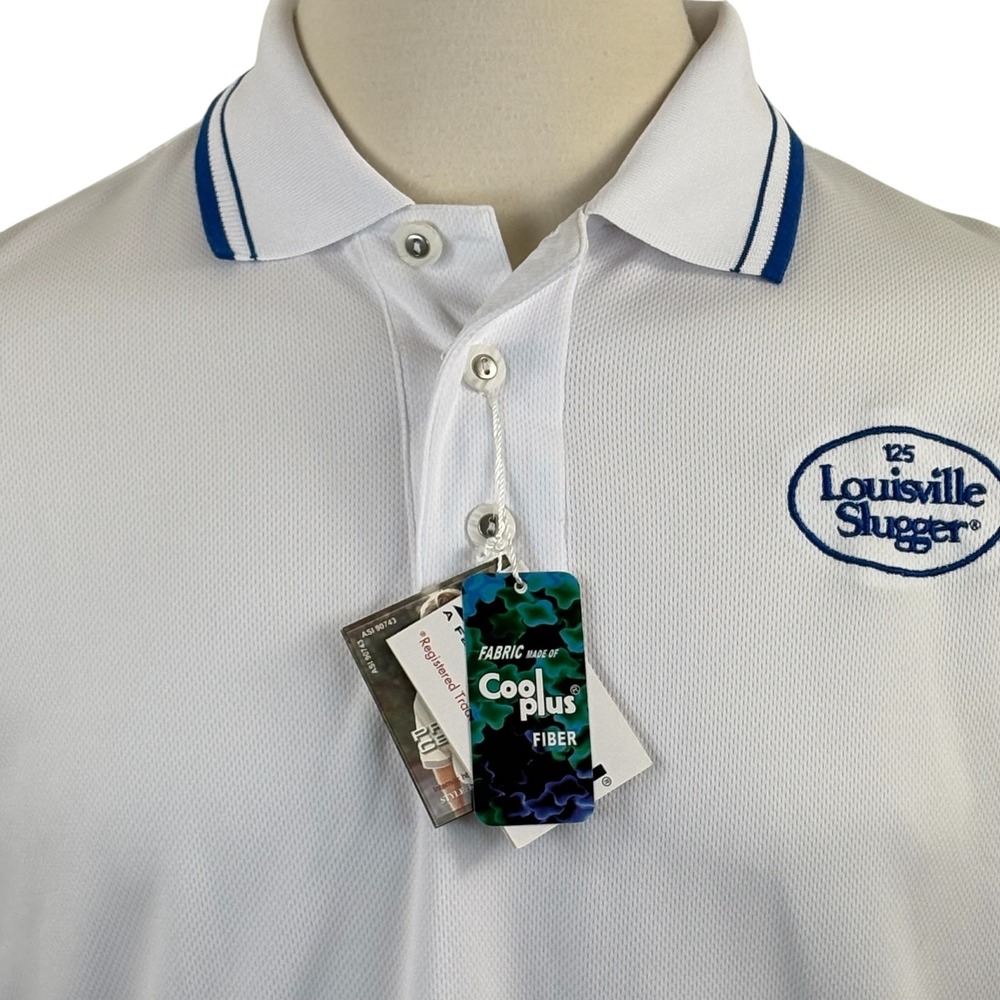 Louisville Slugger Mens White CoolPlus Fiber Polo Shirt Sz M Baseball‎